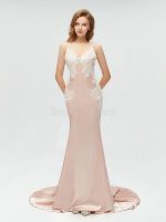 Sexy Backless V Neck Lace Mermaid Long Evening Prom Dresses, 17520 - Image 8