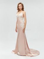 Sexy Backless V Neck Lace Mermaid Long Evening Prom Dresses, 17520 - Image 9