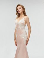 Sexy Backless V Neck Lace Mermaid Long Evening Prom Dresses, 17520 - Image 12