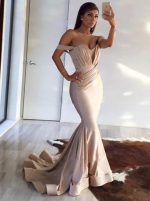 Off Shoulder Emerald Green Mermaid Long Evening Prom Dresses, 17703 - Image 2