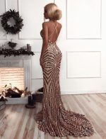 Sequin Mermaid Rose Gold Lace Long Evening Prom Dresses, Sparkly Party Prom Dresses, 18611 - Image 2