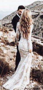 Long Sleeves Lace Mermaid Wedding Dresses Online, Cheap Beach Bridal Dresses, WD475 - Image 5