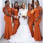 Burnt Orange Mermaid Long Cheap Bridesmaid Dresses Online, WG611 - Image 2