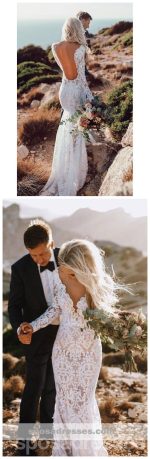 Sexy Backless Lace Mermaid Cheap Wedding Dresses Online, Long Sleeves Bridal Dresses, WD441 - Image 5