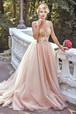 Gold Sequin A line Evening Prom Dresses, Long Tulle Party Prom Dresses, 17051 - Image 3