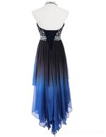 Halter Beaded High Low Chiffon Ombre Cheap Long Evening Prom Dresses, Sweet16 Dresses, 18406 - Image 2