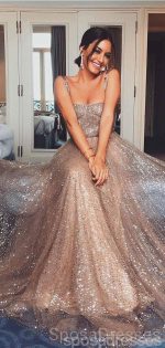 Sparkly Gold Sequin Suqare A-line Cheap Evening Prom Dresses, Cheap Custom Sweet 16 Dresses, 18476 - Image 5
