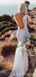Sexy Backless Lace Mermaid Cheap Wedding Dresses Online, Long Sleeves Bridal Dresses, WD441 - Image 6