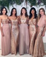 Custom Sparkly Mismatched Sequin Long Bridesmaid Dresses, BD103 - Image 3