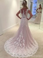 Lace Strapless A-line See Through Cheap Wedding Dresses Online, WD339 - Image 2