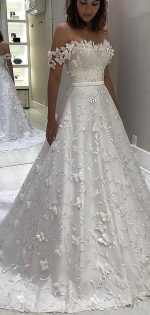Off Shoulder A-line Lace Long Wedding Dresses Online, Cheap Bridal Dresses, WD531 - Image 5