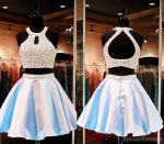 Two Pieces Beaded Sexy Open Back homecoming prom dresses, CM0015 - Image 2