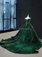 Off Shoulder Emerald Green Sequin Long Evening Prom Dresses, Evening Party Prom Dresses, 12234 - Image 2