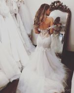 Off Shoulder Lace Mermaid Wedding Dresses Online, Cheap Beach Bridal Dresses, WD473 - Image 4