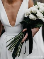 Simple V-Neck A-line Side Slit Cheap Wedding Dresses Online, Cheap Unique Bridal Dresses, WD605 - Image 3