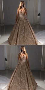 V Neck Sparkly Sequin A-line Long Evening Prom Dresses With Pockets, Cheap Custom Party Prom Dresses, 18606 - Image 5
