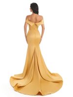 Champagne Gold Off Shoulder Mermaid Sexy Cheap Bridesmaid Dresses, WG568 - Image 3