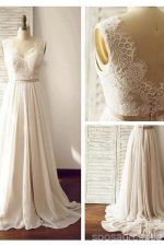 Lace Backless Beach Wedding Dresses, Chiffon Long Custom Wedding Gowns, 17097 - Image 2