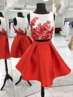 Sexy Two Pieces Unique Red Homecoming Dresses 2018, CM459 - Image 3
