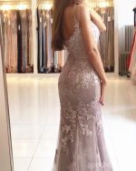 Sweetheart Spaghetti Straps Lace Mermaid Floor Long Custom Evening Prom Dresses, 17424 - Image 2