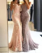 Sweetheart Spaghetti Straps Lace Mermaid Floor Long Custom Evening Prom Dresses, 17424 - Image 3