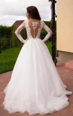 See Through Long Sleeve Lace A-line Custom  Wedding Bridal Dresses, WD284 - Image 3