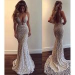 Sexy Backless Lace Beaded Mermaid Long Evening Prom Dresses, Cheap Custom Sweet 16 Dresses, 18566 - Image 4