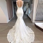 Spaghetti Straps Lace Mermaid Cheap Wedding Dresses, Mermaid Wedding Gown, WD700 - Image 2