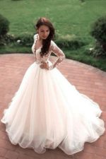 See Through Long Sleeve Lace A-line Custom  Wedding Bridal Dresses, WD284 - Image 5