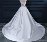 Backless White Scoop Neckline Beaded Sash A line Wedding Bridal Dresses, Affordable Custom Made Wedding Bridal Dresses, WD261 - Image 2