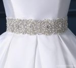 Backless White Scoop Neckline Beaded Sash A line Wedding Bridal Dresses, Affordable Custom Made Wedding Bridal Dresses, WD261 - Image 3