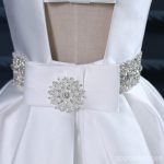 Backless White Scoop Neckline Beaded Sash A line Wedding Bridal Dresses, Affordable Custom Made Wedding Bridal Dresses, WD261 - Image 4