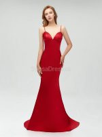 Cheap Simple Backless Dark Red Mermaid Long Evening Party Prom Dresses, 175200 - Image 7