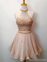 Champagne Two Pieces Beading Short Cheap Homecoming Dresses Online, CM572 - Image 3