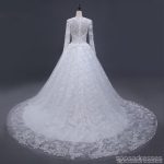 2018 Sexy See Through Long Sleeve Lace A line Wedding Bridal Dresses, Affordable Custom Made Wedding Bridal Dresses, WD267 - Image 2