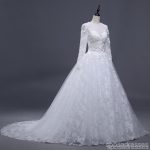 2018 Sexy See Through Long Sleeve Lace A line Wedding Bridal Dresses, Affordable Custom Made Wedding Bridal Dresses, WD267 - Image 3