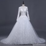 2018 Sexy See Through Long Sleeve Lace A line Wedding Bridal Dresses, Affordable Custom Made Wedding Bridal Dresses, WD267