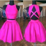 Sexy Open Back Hot Pink Two Piece Simple Cheap Homecoming Dresses 2018, CM490 - Image 2