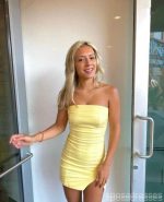 Simple Yellow Sheath Mini Short Prom Homecoming Dresses Tight,Party Dress,CM1007 - Image 2