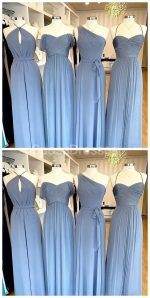 Mismatched Chiffon Blue Cheap Long Simple Bridesmaid Dresses Online,  WG725 - Image 4