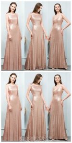 Cheap Sparkly Floor Length Mismatched Gold Sequin Bridesmaid Dresses, WG547 - Image 10