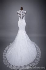 Cap Sleeve Lace Mermaid Wedding Bridal Dresses, Custom Made Wedding Dresses, Affordable Wedding Bridal Gowns, WD248 - Image 4