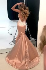 Sexy Backless V Neck Lace Mermaid Long Evening Prom Dresses, 17520 - Image 3