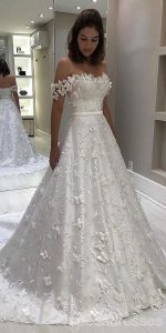 Off Shoulder A-line Lace Long Wedding Dresses Online, Cheap Bridal Dresses, WD531 - Image 4