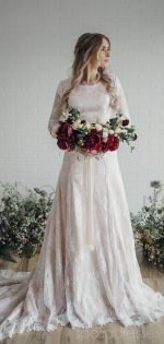 Modest Long Sleeves Lace A-line Wedding Dresses Online, Cheap Beach Bridal Dresses, WD479 - Image 4