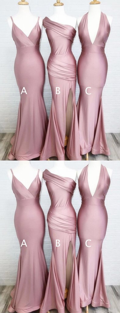 Simple Dusty Rose Cheap Mermaid Long Bridesmaid Dresses Online, WG548 - Image 5