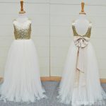 Gold Sequin Top White Tulle Cute Flower Girl Dresses For Wedding Party, FG002
