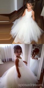 Spaghetti Lace Top White Tulle Hot Sale Flower Girl Dresses For Wedding Party, FG005 - Image 2