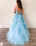 Cheap A-line Lace Beaded Spagheitt Straps Evening Prom Dresses, Evening Party Prom Dresses, 12188 - Image 4