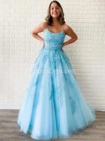 Cheap A-line Lace Beaded Spagheitt Straps Evening Prom Dresses, Evening Party Prom Dresses, 12188 - Image 3